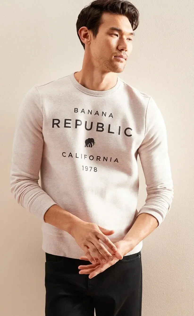 Banana Republic Men's Cream/Beige Crewneck Sweater Size L